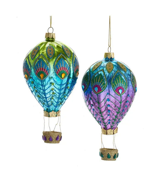 Glass Peacock Air Balloon Ornament