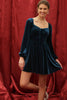 Velvet Button Down Tie Front Dress