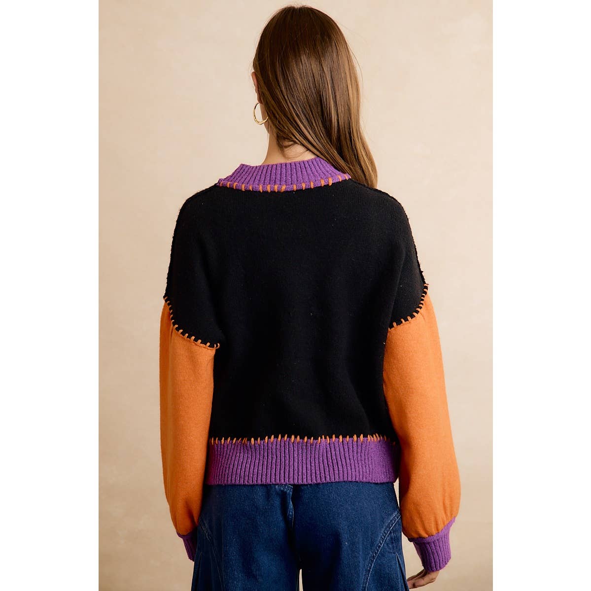 Halloween Stitch Patchwork Sweater
