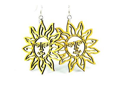 Wooden Sun Earrings