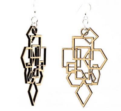 Wooden Diamond & Square Earrings