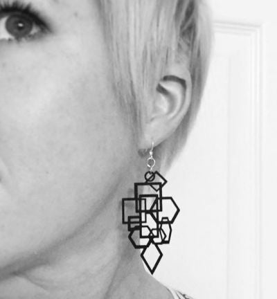 Wooden Diamond & Square Earrings