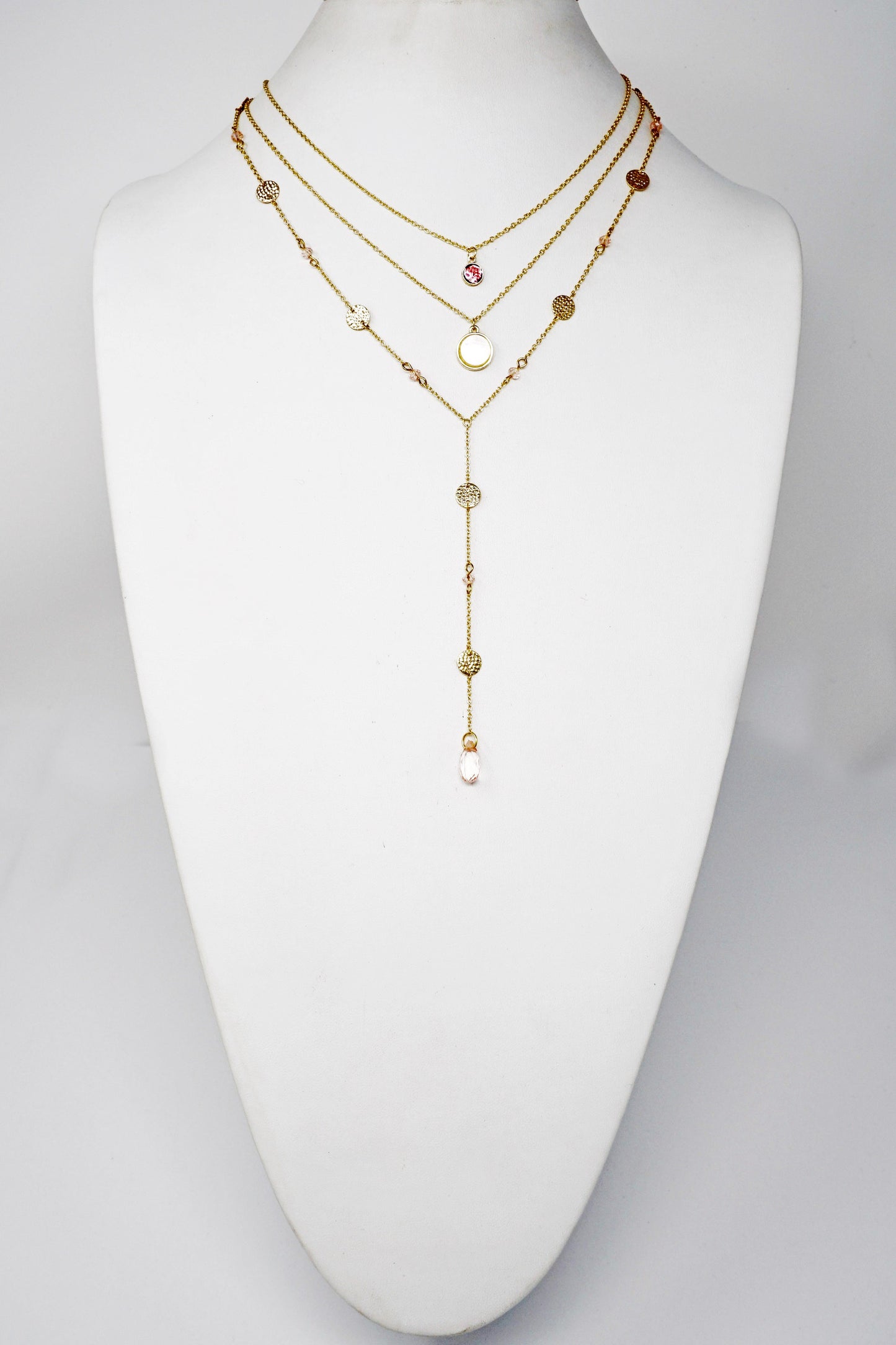 3 Set Necklace w/ Ruby Glitter Bead