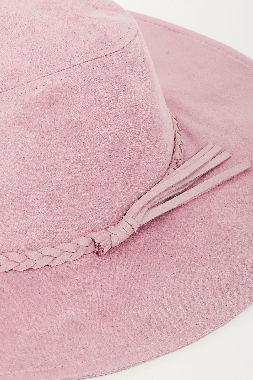 Braided Faux Suede Mauve Hat