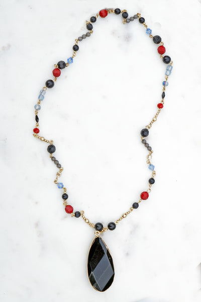 Long Beaded Natural Stone Necklace