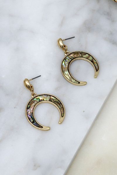 Iridescent Shell Crescent Earrings
