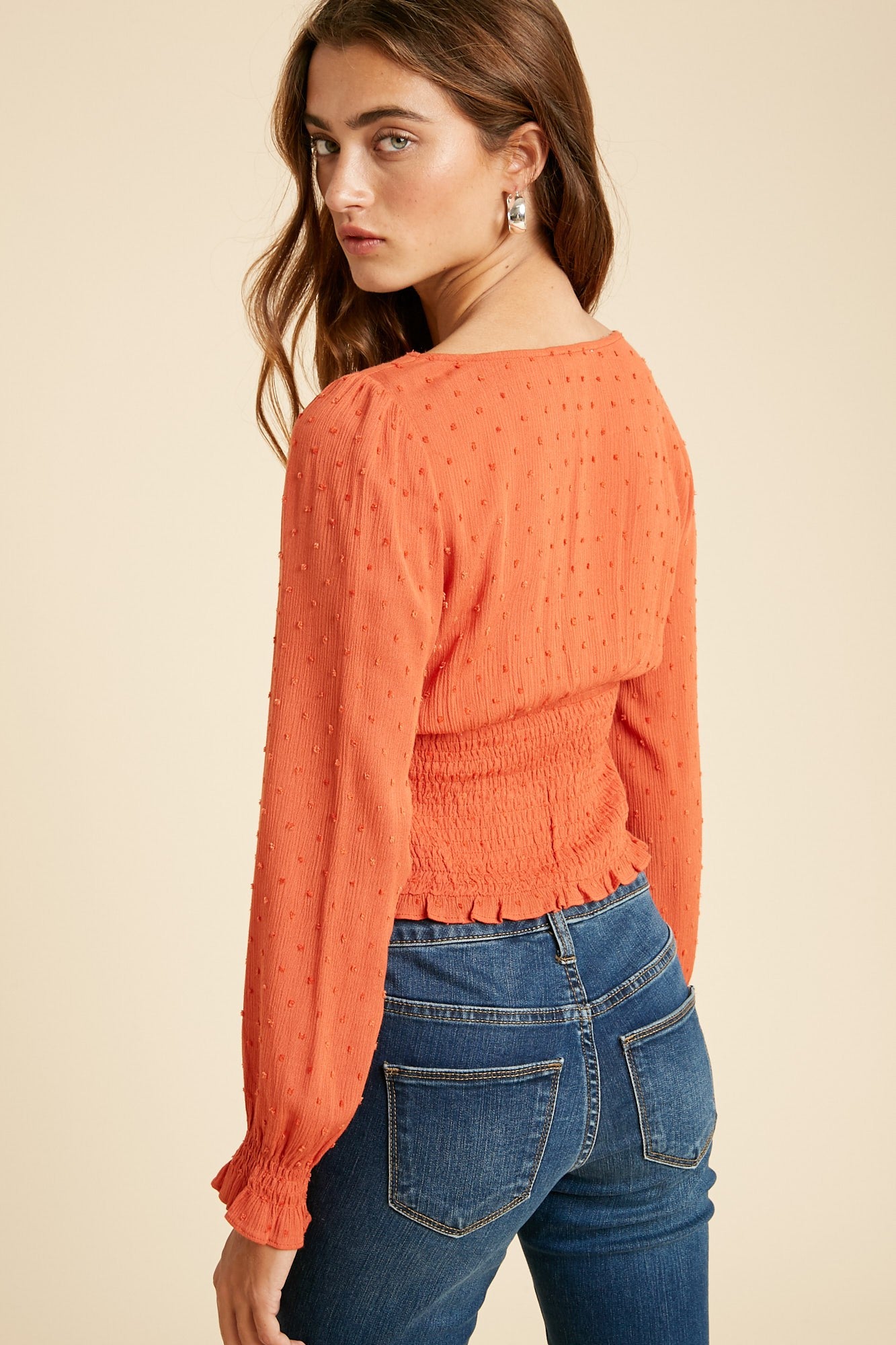 Smocked Square Neck Top