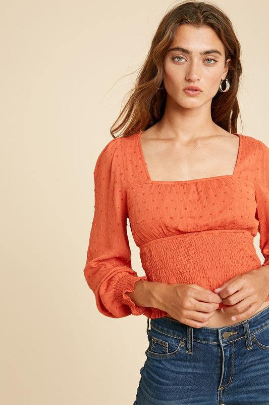 Smocked Square Neck Top