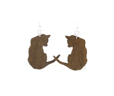 Wooden Cat Silhouette Earrings