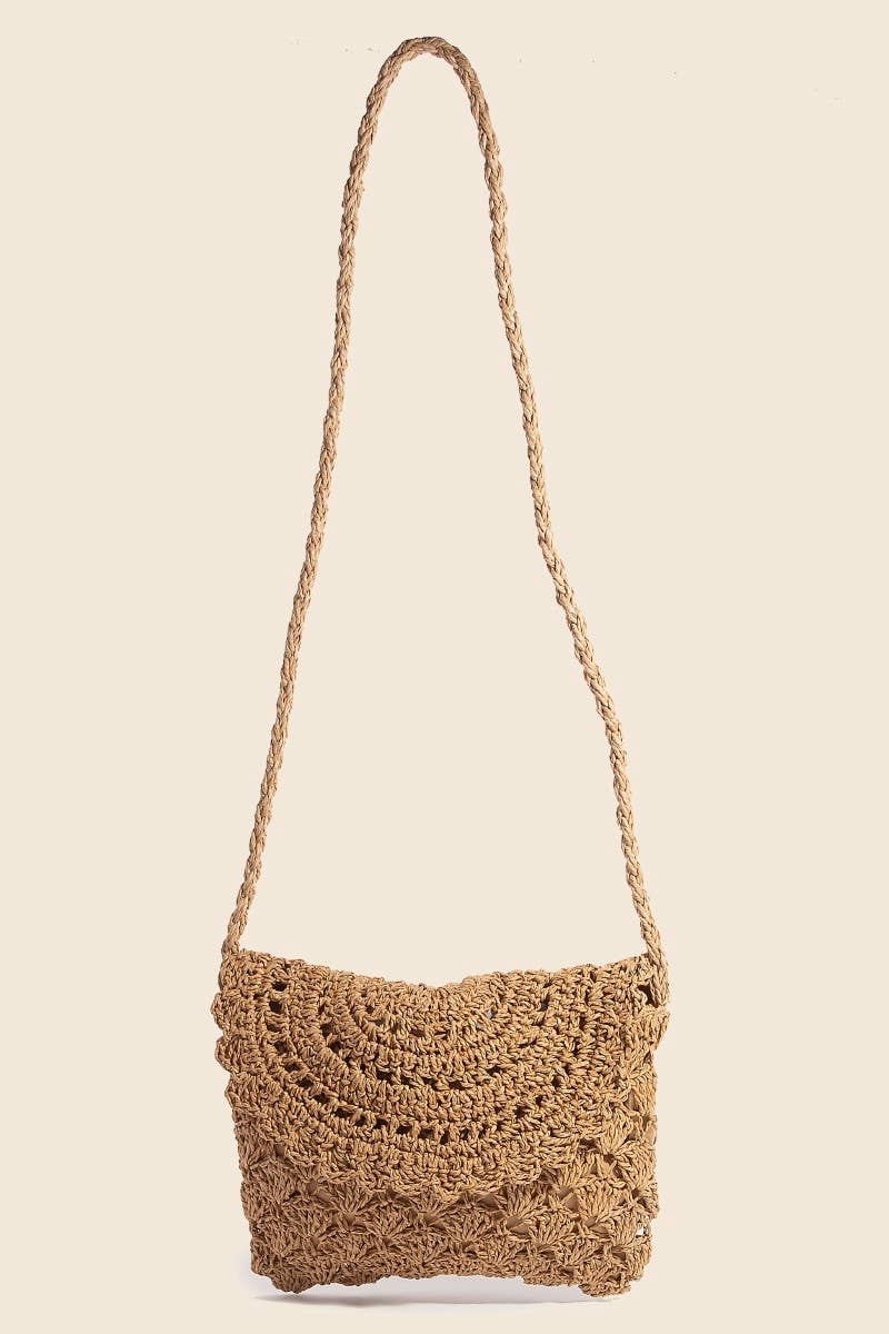 Straw Braided Envelope Hand Bag