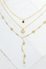 3 Set Gold Necklace w/ Ruby Glitter Bead