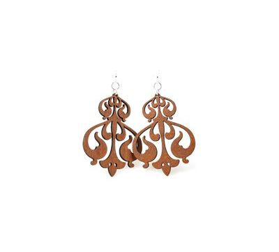 Wooden Rorschach Ink Design Earrings
