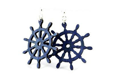 Wooden Ship Wheel Earrings