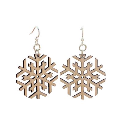 Wooden Snowflake Earrings