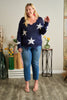 Plus Size Distressed Star Print Sweater