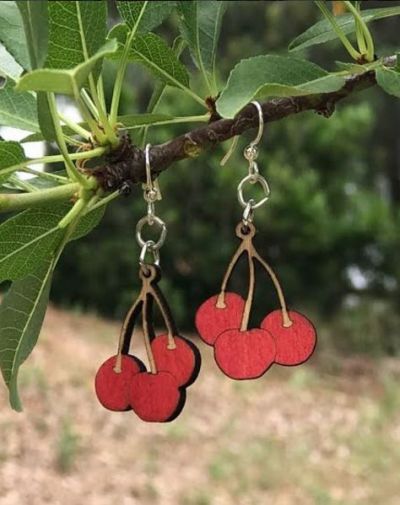 Wooden Cherry Earrings