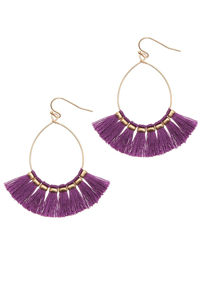 Purple Tassel Drop Earrings