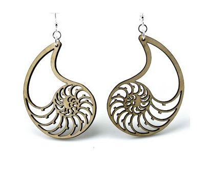 Wooden Nautilus Shell Earrings