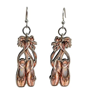 Wooden  Ballet Shoe Earrings