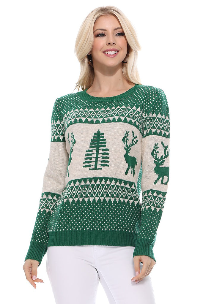 Jacquard Deer & Tree Sweater