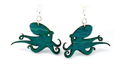 Wooden Octopus Earrings