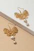 Filigree Butterfly Pearl; Drop Earrings