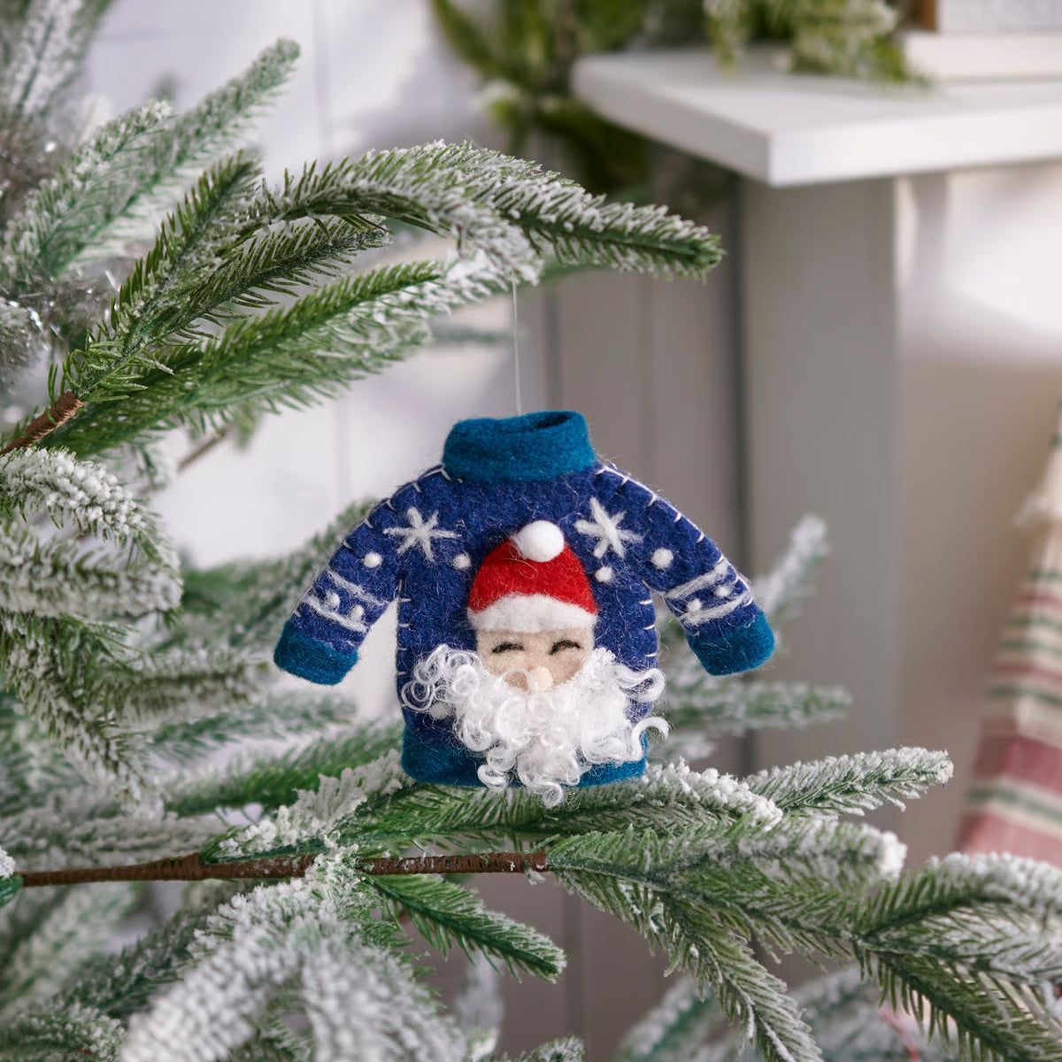 Ugly Sweater Santa Felt Ornament