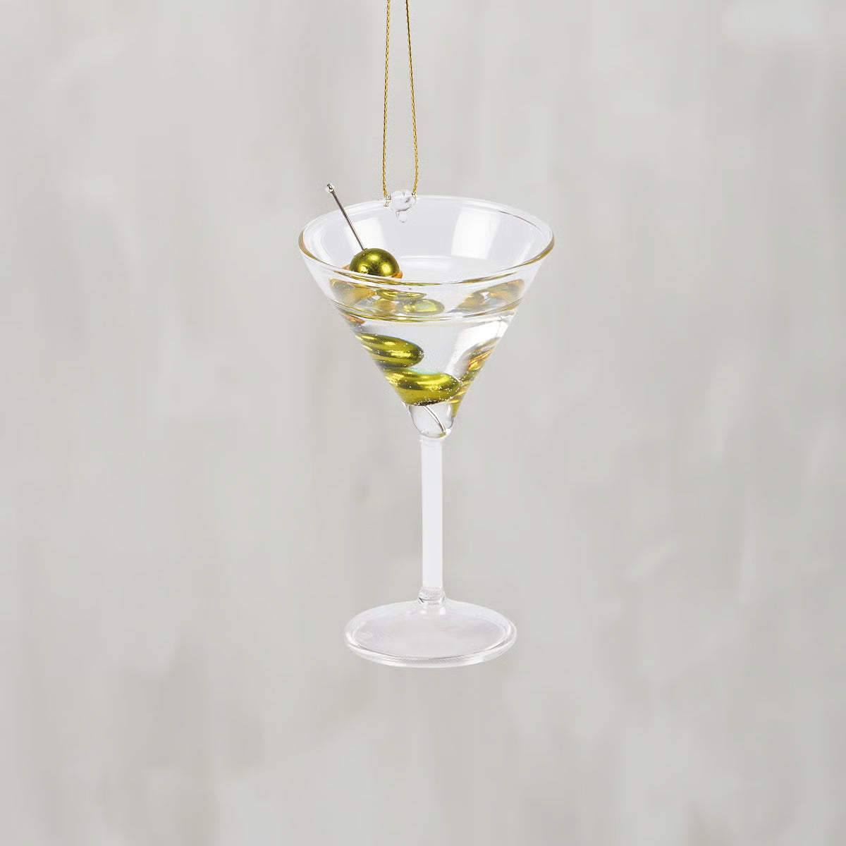 Glass Olive Martini Ornament
