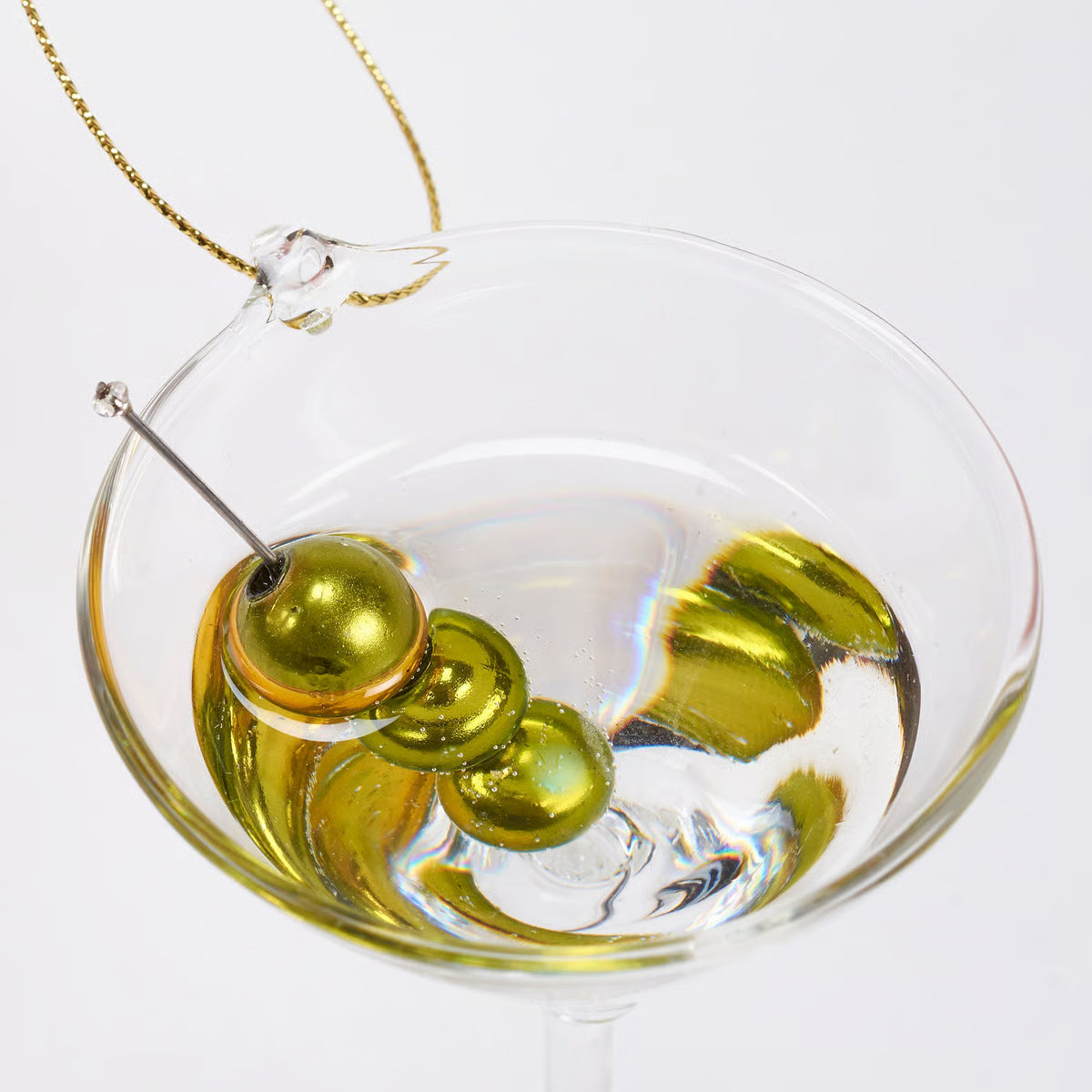 Glass Olive Martini Ornament