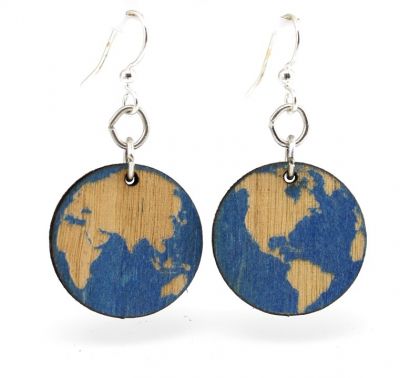 Wooden Globe Earrings