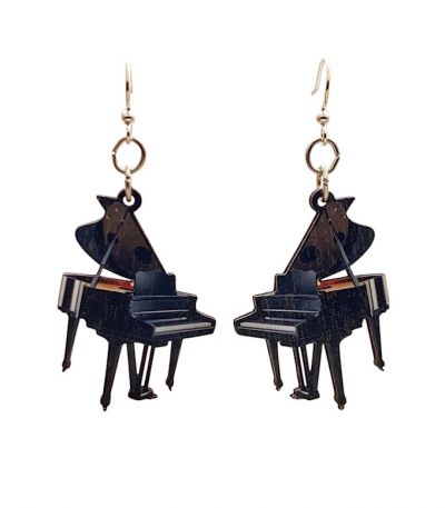 Wooden Grand Piano Earrings