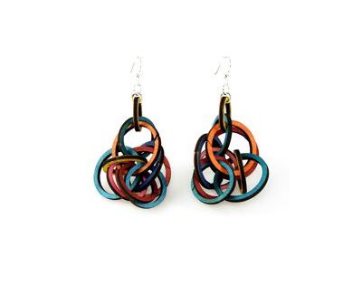 Wooden Interlocking Ring Earrings