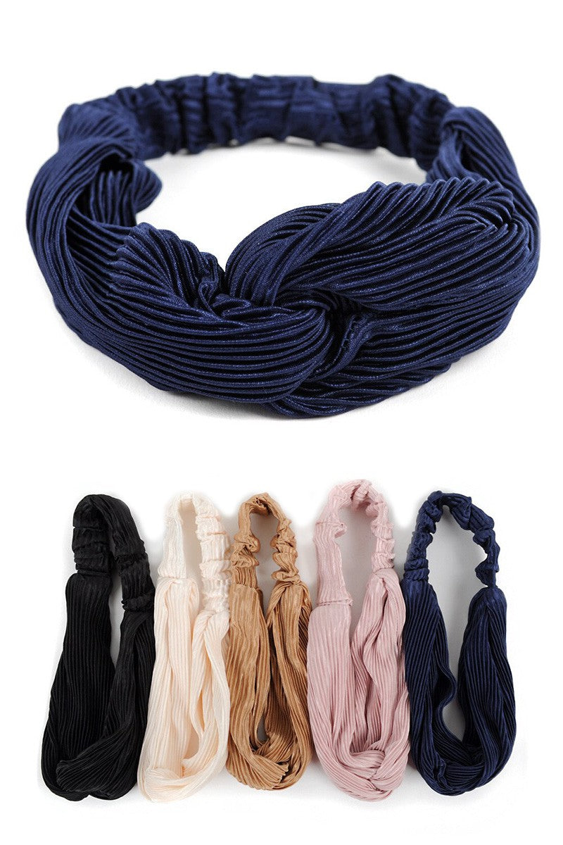 Criss Cross Pleated Solid Headbands