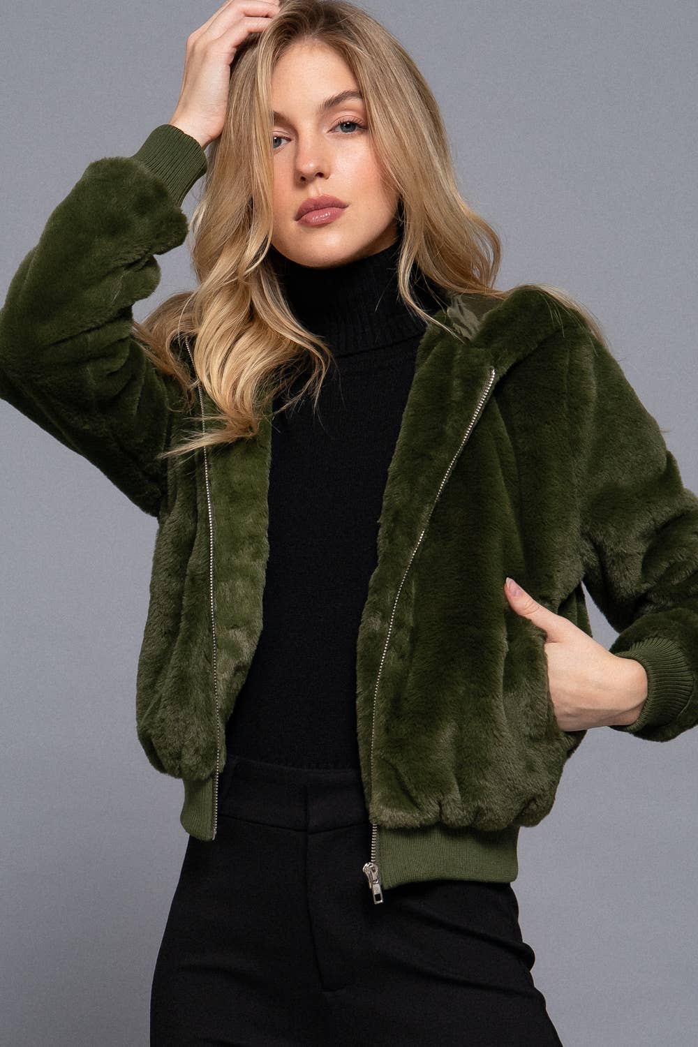 Faux Fur Hooded Jacket