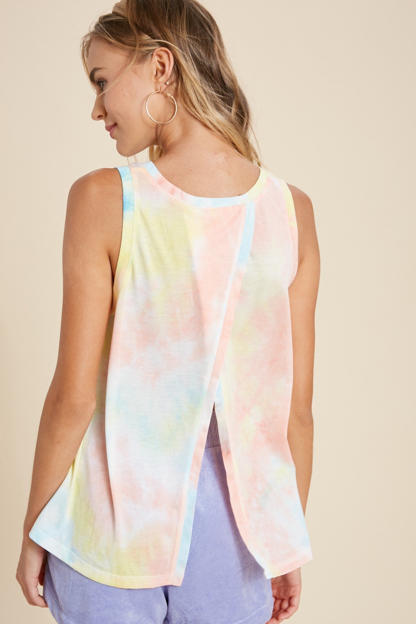 Tie Dye Muscle Tank W/ Split Back