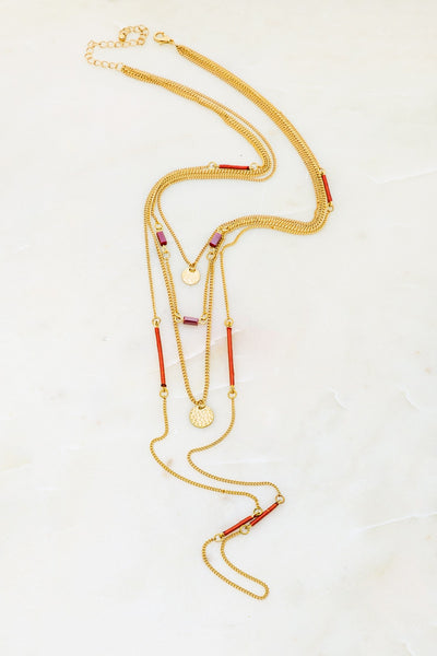 Thread Woven Bars Layered Necklace