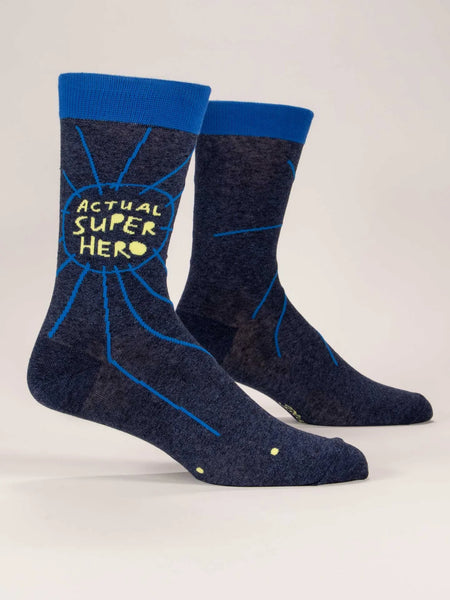 Blue Q Actual Superhero Men's Crew Socks