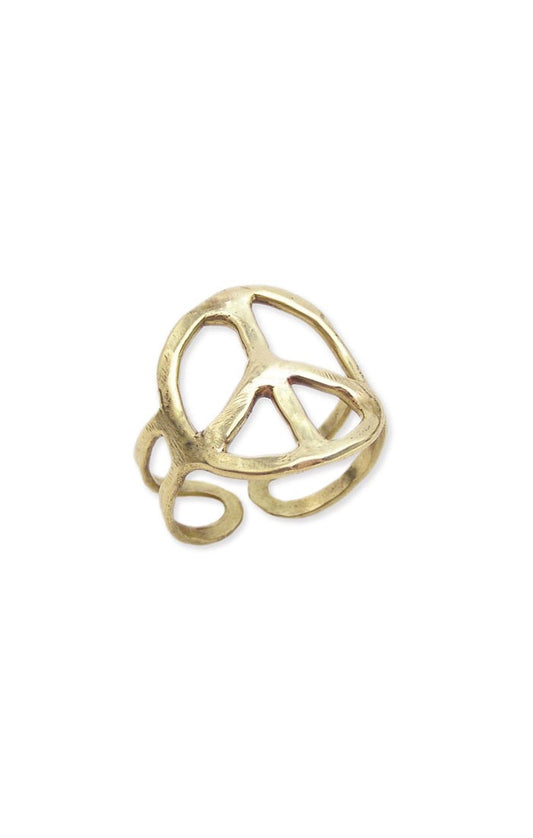 Woodstock Vibes Gold Peace Sign Ring