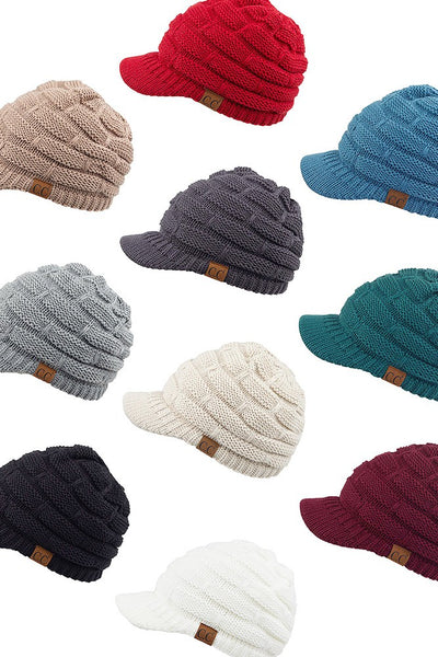 C.C Ribbed knit hat W Brim