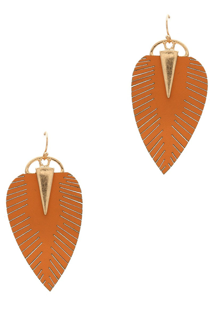 Leaf Shape PU Leather Earrings