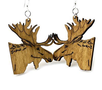 Wooden Moose Earrings