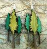 Wooden Redwood Tree Earrings