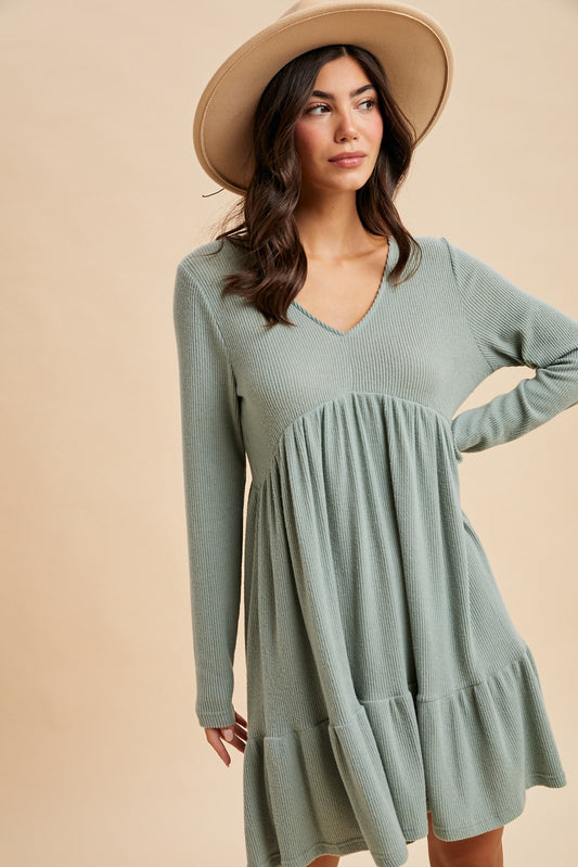 Brushed Hacci Babydoll Dress