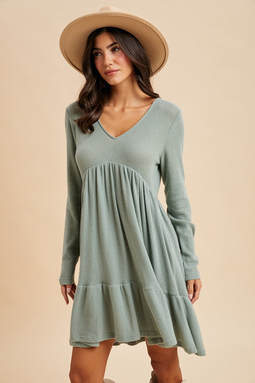 Brushed Hacci Babydoll Dress