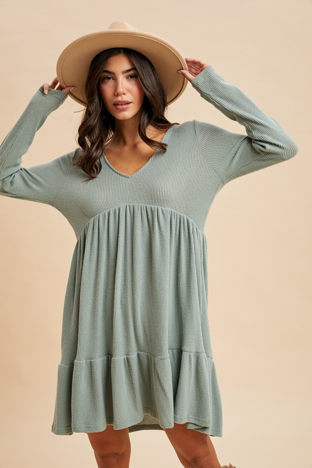 Brushed Hacci Babydoll Dress