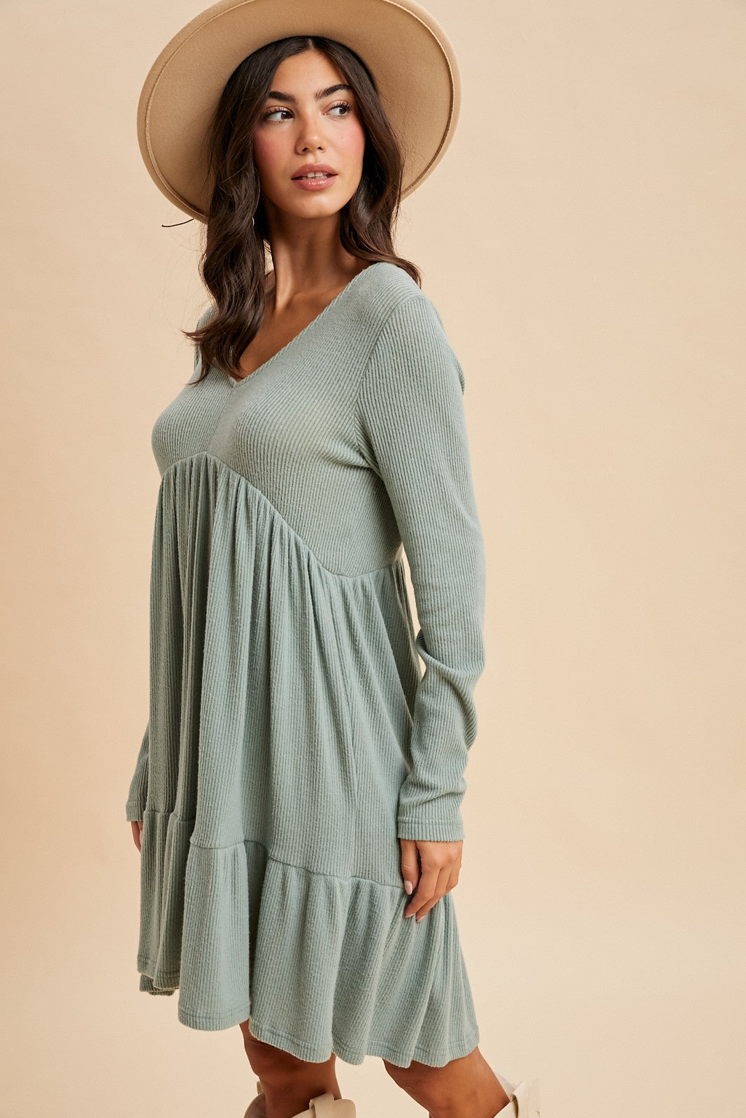 Brushed Hacci Babydoll Dress