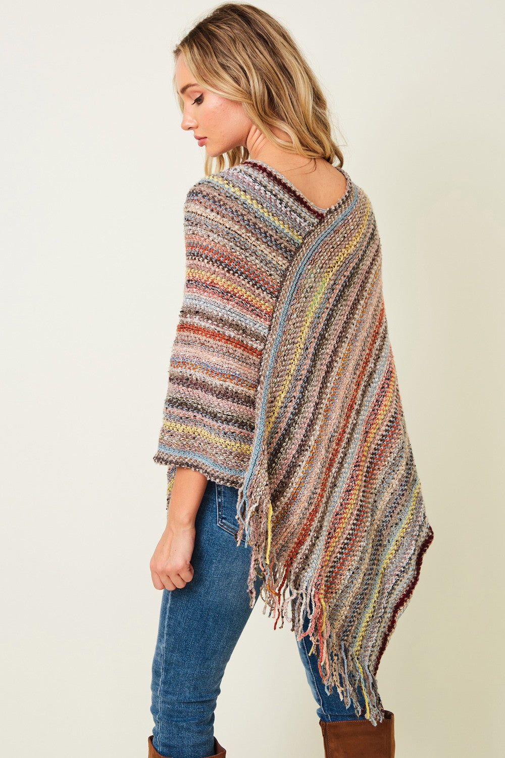 Multi Color Poncho Sweater