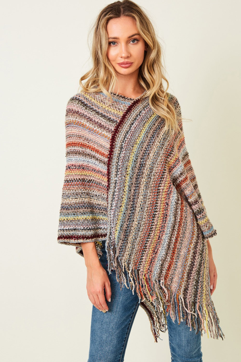 Multi Color Poncho Sweater