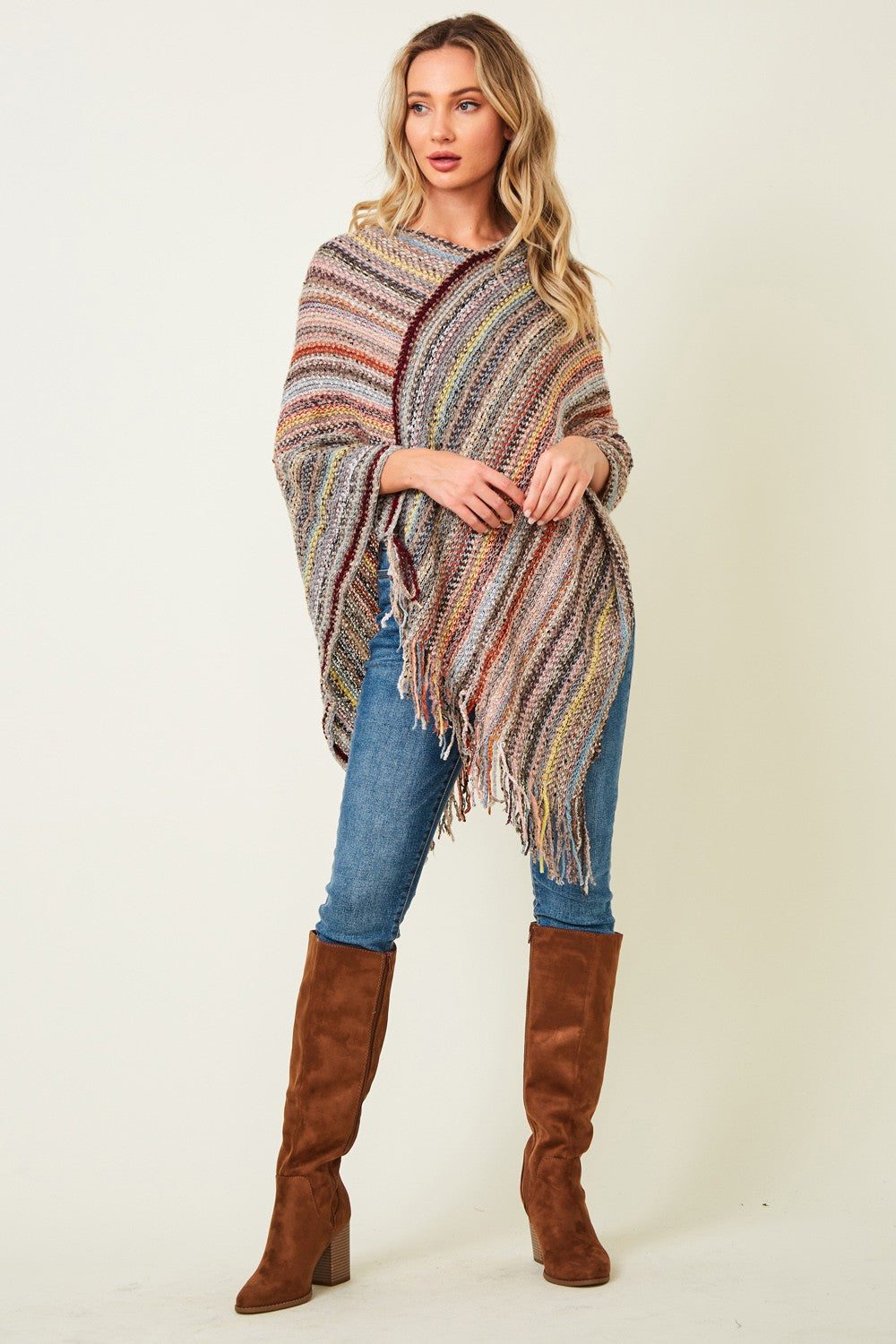 Multi Color Poncho Sweater