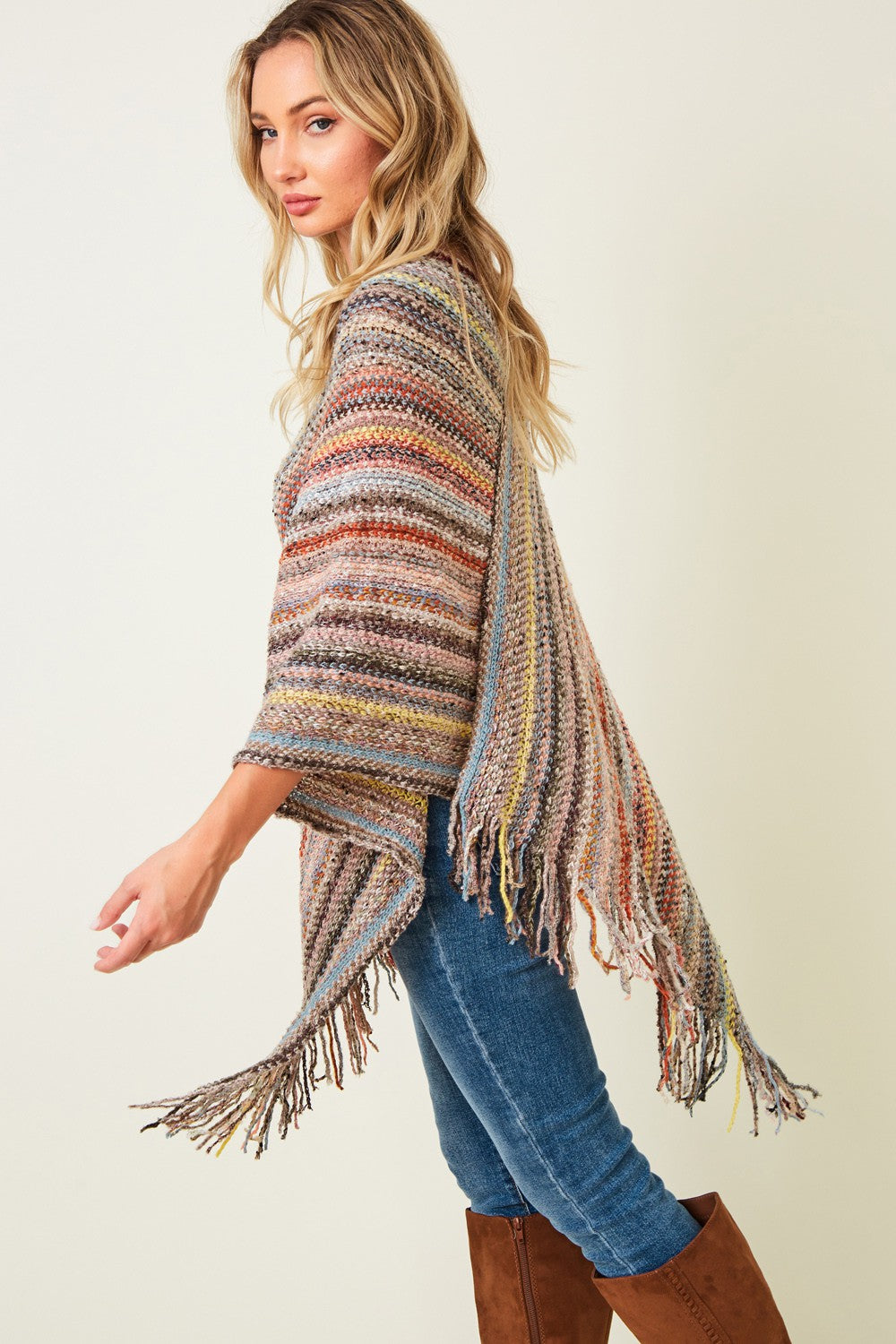 Multi Color Poncho Sweater